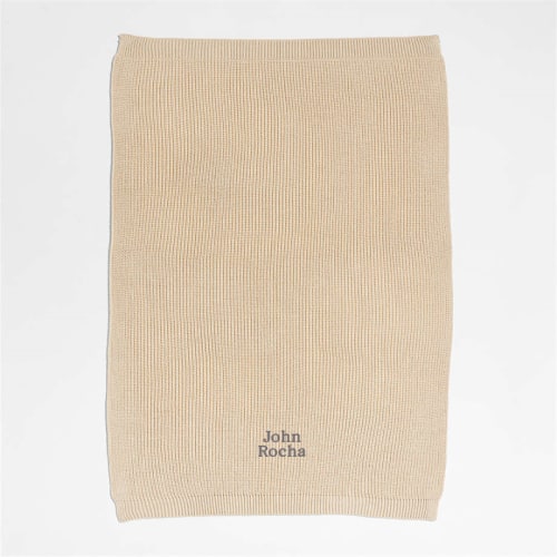 Personalized Stone Tan Rib Knit Baby Stroller Blanket