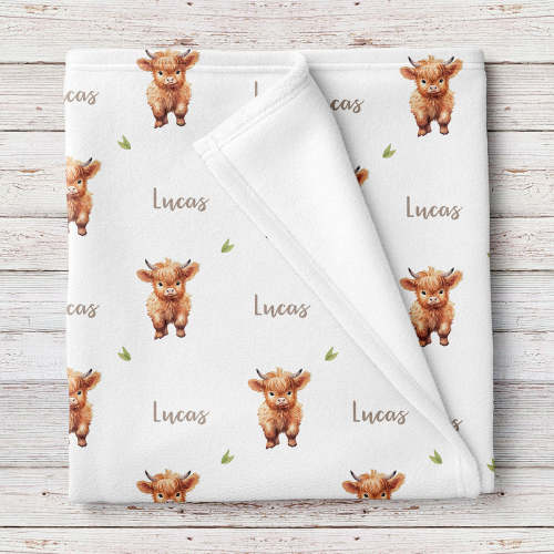 Highland Cows personalized baby blanket