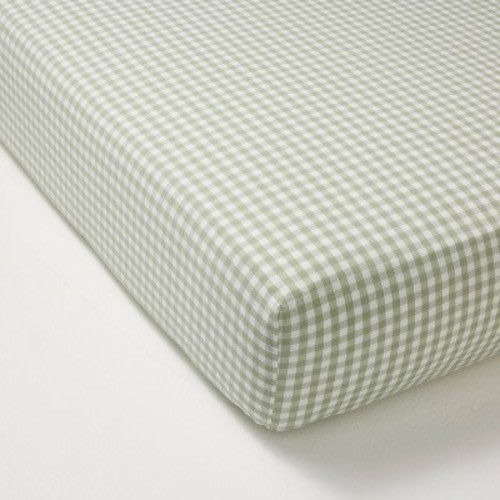 Gingham Woven Fitted Sheet Green - Hearth & Hand™ with Magnolia