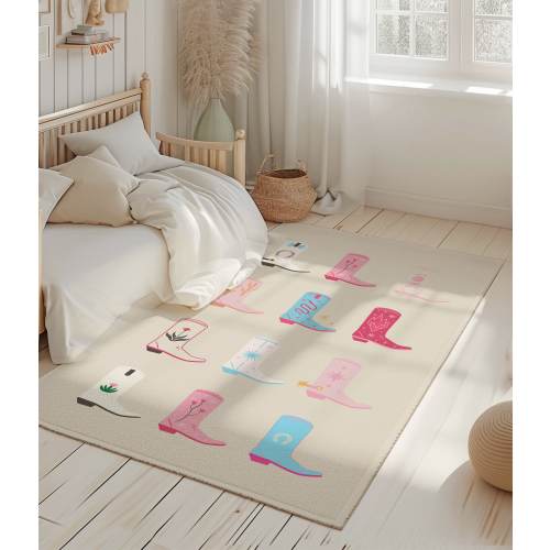 Western Nursery Rug Western Nursery Decor Girl Cowgirl Boots Rug for Girls Room Western Nursery Girl Western aesthetic Coastal Cowgirl