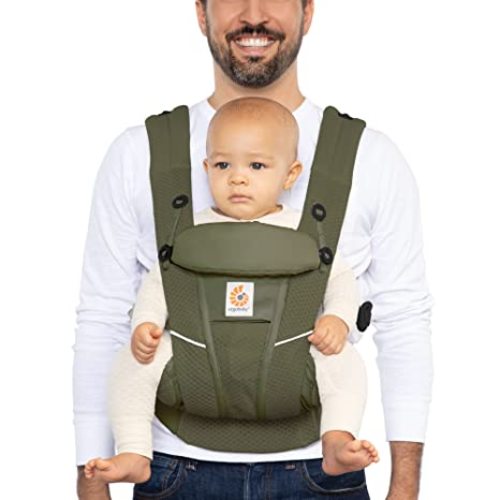 Ergobaby All Carry Positions Breathable Mesh Baby Carrier with Enhanced Lumbar Support & Airflow (7-45 Lb), Omni Breeze, Graphite Grey