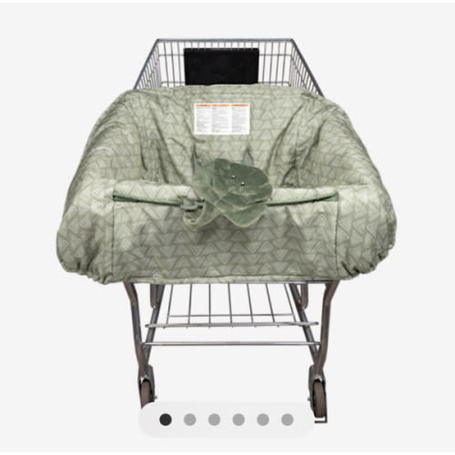 Boppy Shopping Cart Cover for Baby - 360° Coverage Cart Cover for Babies with Safety Harness, Toy Tether, One-Hand Placement, Machine-Washable, 6 Month & Up - Happy Green Leaves