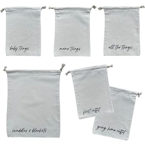 Lucky Love Hospital Bags For Labor and Delivery, Diaper Bag Organizing Pouches and Hospital Bag Essentials For Mom (Canvas Drawstring Hospital Pouches)