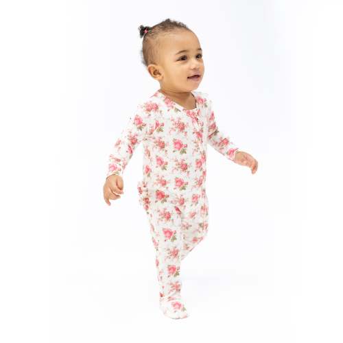 Elegant Roses - 2 Way Ruffle Back Zipper Footie – Angel Dear