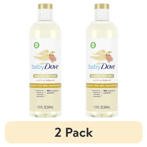 (2 pack) Baby Dove Melanin-Rich Skin Nourishment Baby Oil Sensitivity All Newborn Skin, 11.5 oz