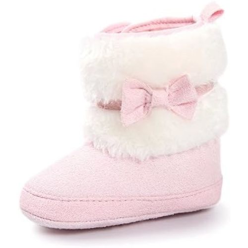 ESTAMICO Baby Girl Plush Winter Snow Bowknot Boots