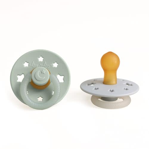 Itzy Ritzy Natural Rubber Pacifiers – Baby Pacifiers with Cherry-Shaped Nipple & Large Air Holes for Added Safety – Set of 2 Glow in The Dark Binkies (Ages 0 – 6 Months)