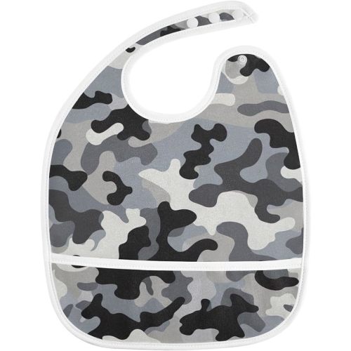 Baby Bibs for Boy and Girls 5 Pack Cotton Adjustable Newborn Bibs for Drooling & Teething, Black Camouflage Pattern