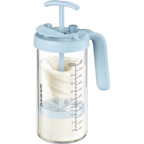 Borosilicate Glass Formula Mixing Pitcher – 32oz True Mixing Capacity, Time Dial for Freshness Tracking, Dishwasher-Safe, BPA-Free Lid, Perfect for Breastmilk Pitcher Method & Multi-Baby Feeding, Blue