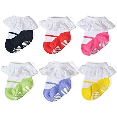 EPEIUS Unisex Baby Girls Boys Non-Slip Socks (Set of 6)