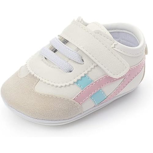 Baby Boys Girls Leather PRE-Walking Sneakers Toddler Anti-Slip Rubber Sole Infant Lightweight First Step Shoes
