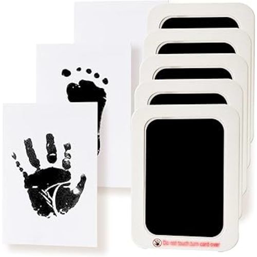 Calculs Ink Pad for Babies Hand & Footprint Keepsakes for Baby's First Year - Newborns, Dogs Paw, Cats, Pets Memory Makers Print (Black Ink & White Card, Large)