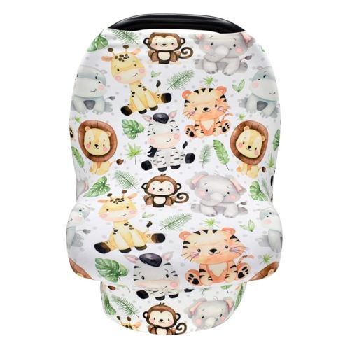 Nursing Cover for Newborn Breastfeeding - Multi Use Infant Stroller Canopy, Unisex Baby Car Seat & High Chair Cover - Zoo