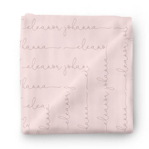 Personalized Blush & Mauve Baby Name Swaddle Blanket - Script