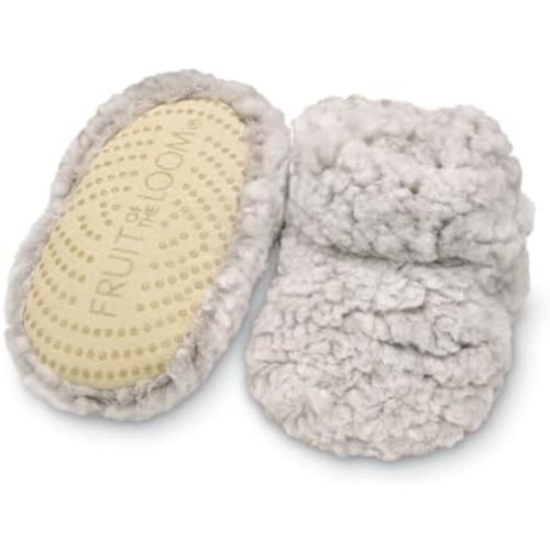 Fruit of the Loom Cozy Thermal Wrap Booties with Non-Skids for Baby Girls, Boys, Unisex