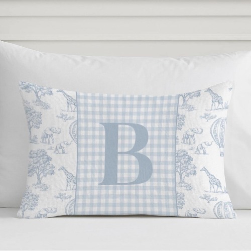Monogram Baby Pillow Safari Toile and Gingham Check: Fitted Crib Sheet