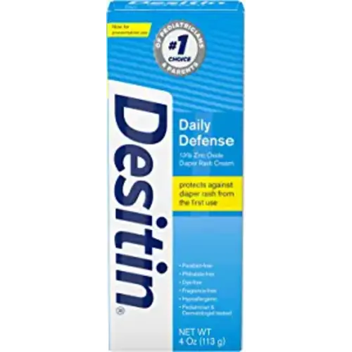 Desitin Daily Defense Baby Diaper Rash Cream with Zinc Oxide to Treat, Relieve & Prevent diaper rash, Hypoallergenic, Dye-, Phthalate- & Paraben-Free, 4 oz