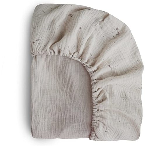 mushie Extra Soft Muslin Fitted Crib Sheet | 192 Thread Count | 28"x 52" (Falling Stars)