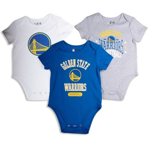 Ultra Game NBA Super Soft Cotton 3 Pack Baby Creeper Bodysuit - Golden State Warriors - 6-9 Months - Assorted