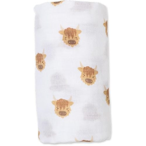Lulujo Baby Swaddle Blanket 100% Cotton Muslin Soft Breathable Lightweight, 40" x 40", Highland Cow