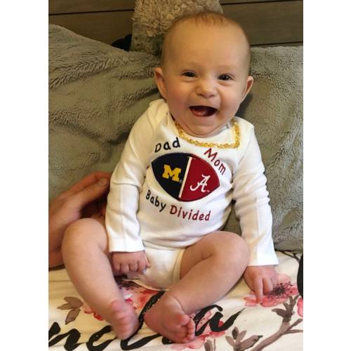 House Divided Baby Embroidered Football Bodysuit, Shirt - Fully Customizable -You Choose ANY TEAMS - College and NFL