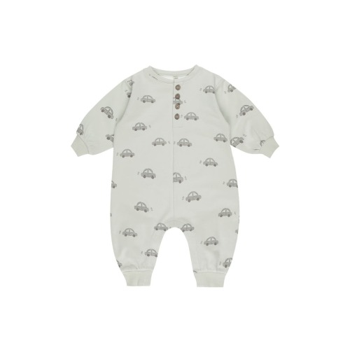 Car Print Cotton Henley Romper