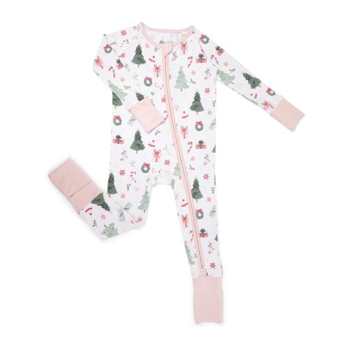 Bamboo Baby Pajamas 2-Way Zipper Footies for Baby Boys & Toddler Pajamas, Soft Bamboo Sleepwear for Boys, Comfortable Baby Sleepers with Zipper Closure (Miss Christmas, 3-6 Months)