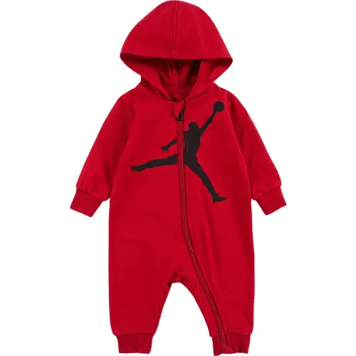 Baby Jumpman Hooded Cotton Blend Romper, 0-3M, Gym Red
