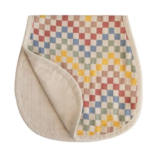 Organic Cotton Muslin Burp Cloth 2-Pack Retro Check/Fog One Size