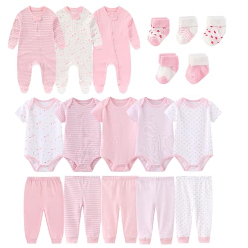 falianni Baby Boy Girl 18 Pack Layette Set Cotton Infant Unisex Clothes and Accessories New born Essentials Clothing Sets