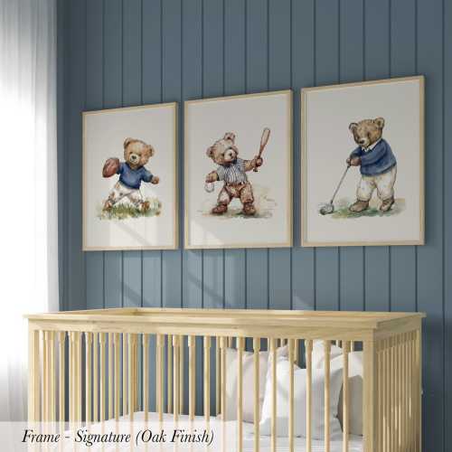 Vintage Sport Boy Nursery Art ∙ Set of 3 Teddy Bear Prints ∙ 1898
