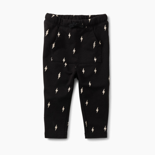 Tea Collection Pocket O Sunshine Pants - Lightning Bolts In Black, 3-6 Months