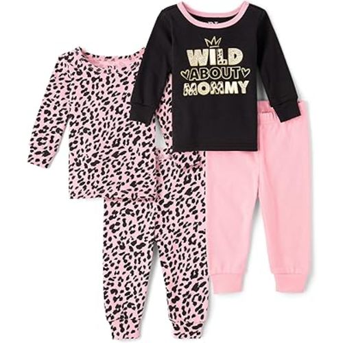 The Children's Place Baby Girls' and Toddler Long Sleeve Top and Pants Snug Fit 100% Cotton 2 Piece Pajama Set
