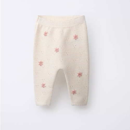 EMBROIDERED FLORAL KNIT PANTS - Mid-ecru | ZARA United States