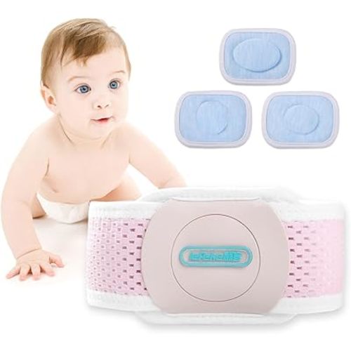 lefeke Umbilical Hernia Belt Baby Belly Button Band, Newborn Belly Wrap Truss, Infant Abdominal Binder for Children Kids, Adjustable Navel Belly Band Support Cord (Pink-S)