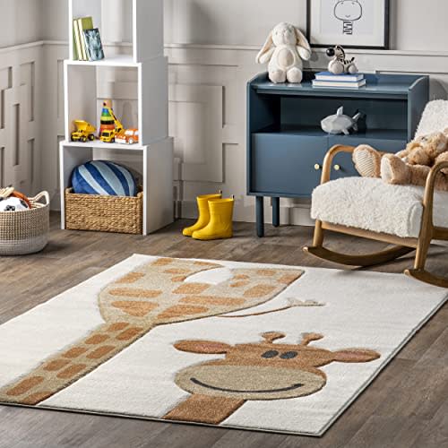 nuLOOM Anabell Giraffe Kids Area Rug, 4x6, Beige