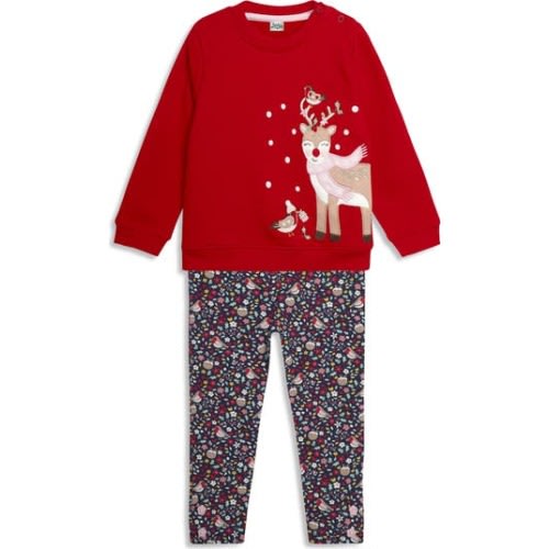 Reindeer Appliqué Holiday Sweatshirt & Leggings Set, 12-18M