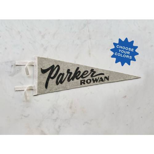 Custom Name Wool Felt Pennant Flag - Vintage Style Personalized Banner