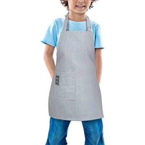 Kids Apron, Toddler Cotton Adjustable Bib Chef Apron with Pocket, For Children Age 2 to 5 years, Boys Girls