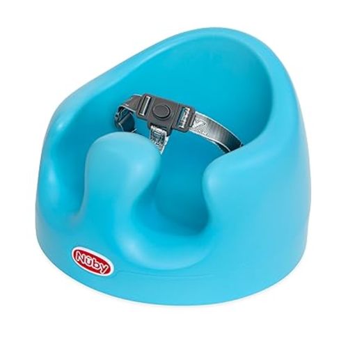 Nuby My Floor Seat - Portable Baby Chair with Soft Foam Cushion, Safety Harness, and High Back Design - 4+ Months - Blue