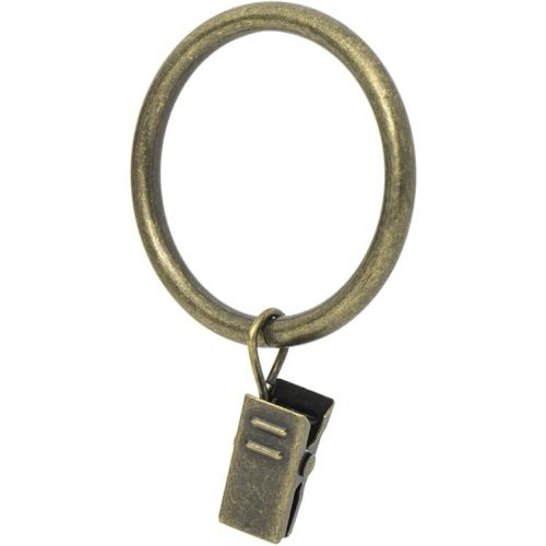 Ivilon Drapery Curtain Clip Rings - Clips Ring for Curtain Panels 1.7", Set of 14 - Antique Brass