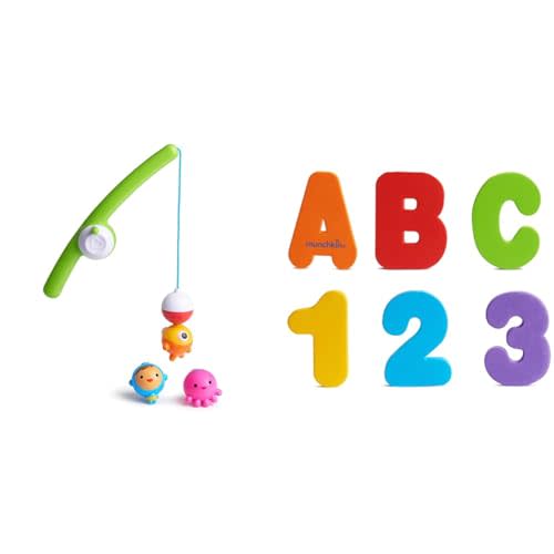 Munchkin® Fishin'™ Magnetic Baby and Toddler Bath Toy, 4pc Set & ® Learn™ Bath Letters and Numbers 36pc Toddler Bath Toy