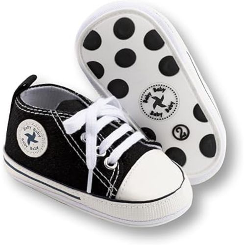 Unisex Baby Girls Boys Shoes Infant Soft Sole Canvas Newborn First Walkers High Top Anti-Slip Sneakers
