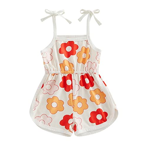 WZTYYDS Toddler Baby Girl Summer Clothes Floral Romper Tie-Up Strap Halter Jumpsuit Infant Summer Sling Playsuit 6M-3T
