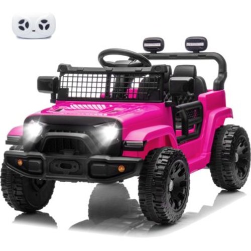 24 Volt Ride On Car with Remote Control, Powered Ride on Toys Truck for Boys Girls, Kids Electric Cars with LED Light, Bluetooth, Music, MP3 Player, 4 Wheels Suspension, Pink