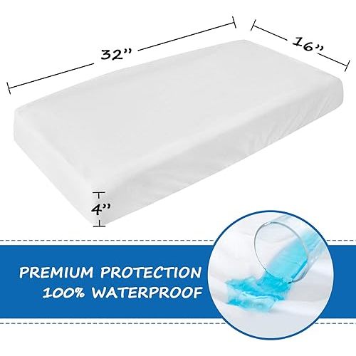 Changing Pad Cover Waterproof, Changing Table Cover Organic Cotton 2 Pack Diaper Changing Pad Cover, Jersey Knit Super Soft & Stretchy Baby Cradle Sheets Covers, 32" x 16" x 4", White