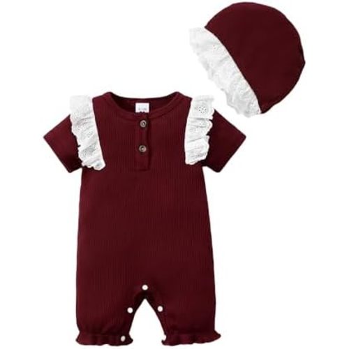 SUNNY PIGGY Newborn Baby Girl Clothes Baby Girl One Piece Romper Fall Winter Long Sleeve with Hat Sets Cute Infant Outfits