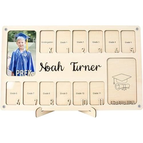 Personalized School Picture Frame Pre-k to 12, Custom School Years Photo Frame k-12, Wooden Grade Picture Frame, Graduation Gift