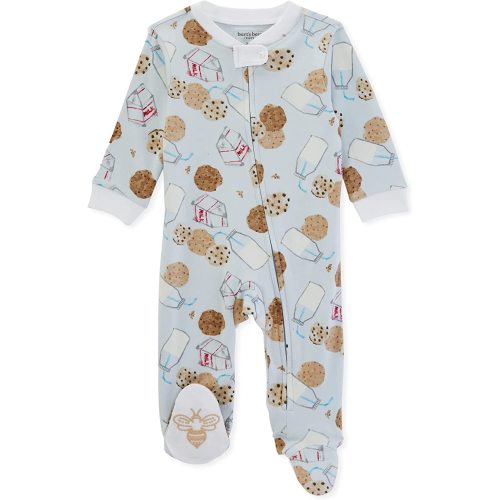 Burt's Bees Baby baby-boys Sleep and Play Pajamas, 100% Organic Cotton One-piece Romper Jumpsuit Zip Front Pjs - 9 Months