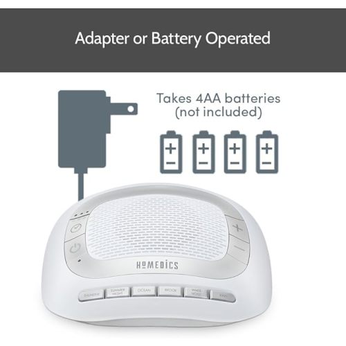 Homedics Rejuvenate White Noise Sound Machine. Travel Sound Machine for Sleep and Relaxing. Great for Travel, Nursery’s and Babies. 6 Relaxing Nature Sounds, Auto-off Timer - Standard